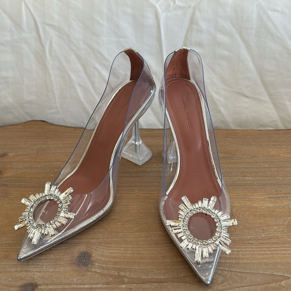 Amina Muaddi 95mm Begum Pump Plexi Cl Heel